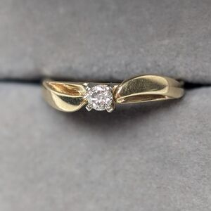 Vintage Mexico 10/14K Gold Ring Signed 3mm Diamond 2.61g Size 6.5 Solitaire